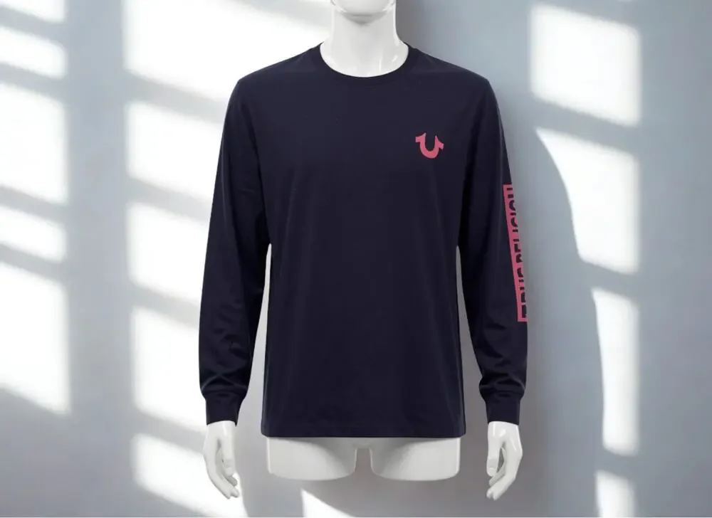 True Religion Buddha LS Tee Black Red Men's L NWT